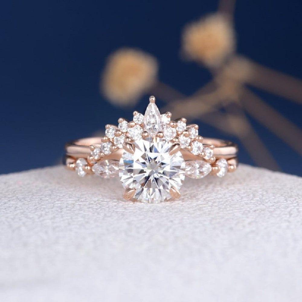 Rose Gold 1.0 ct Round Cut Moissanite Promise Ring