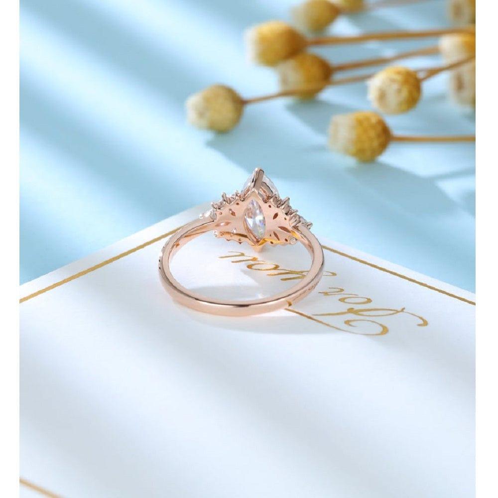 1.5CT Marquise Cut Moissanite Cluster Art Deco Engagement Ring - JBR Jeweler