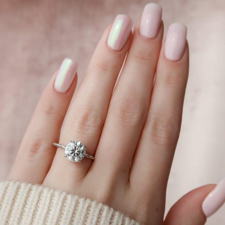 Round Cut Lab Grown Diamond Solitaire Rope Engagement Ring