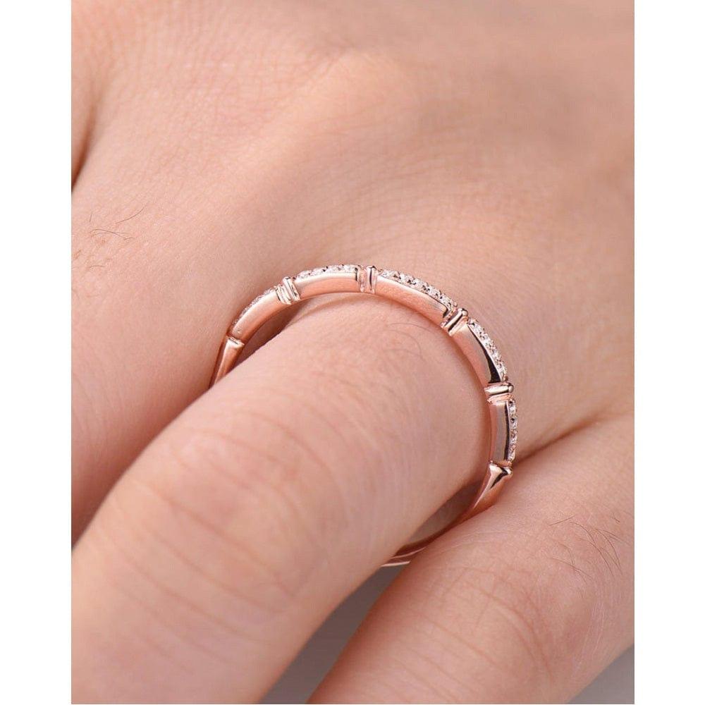 14k Rose Gold Diamond Antique Women Bridal Moissanite Wedding Band For Women - JBR Jeweler
