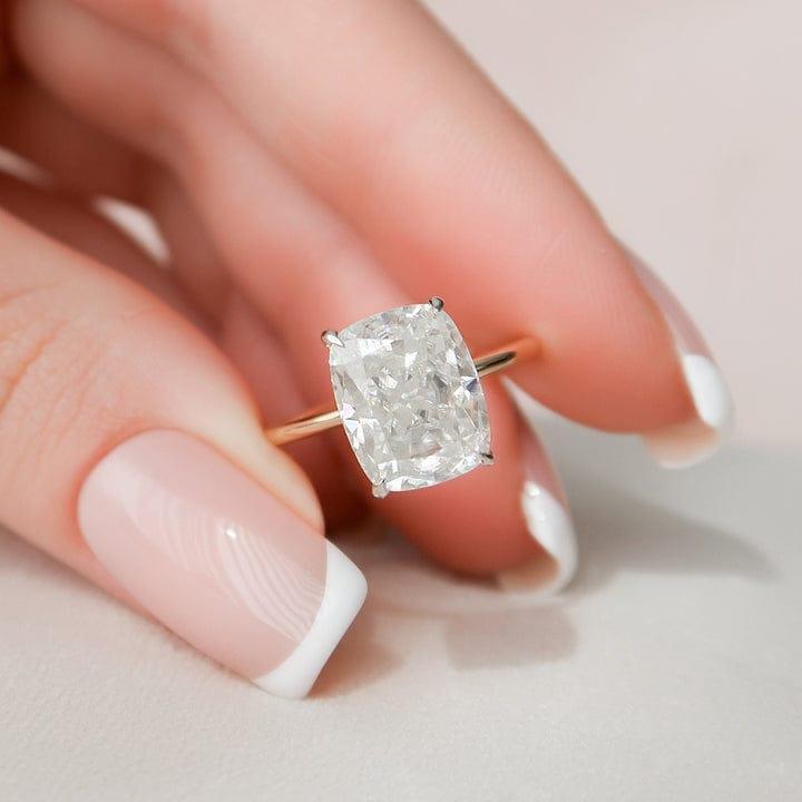 1CT Cushion Cut Lab-Grown Diamond Solitaire Under Halo Engagement