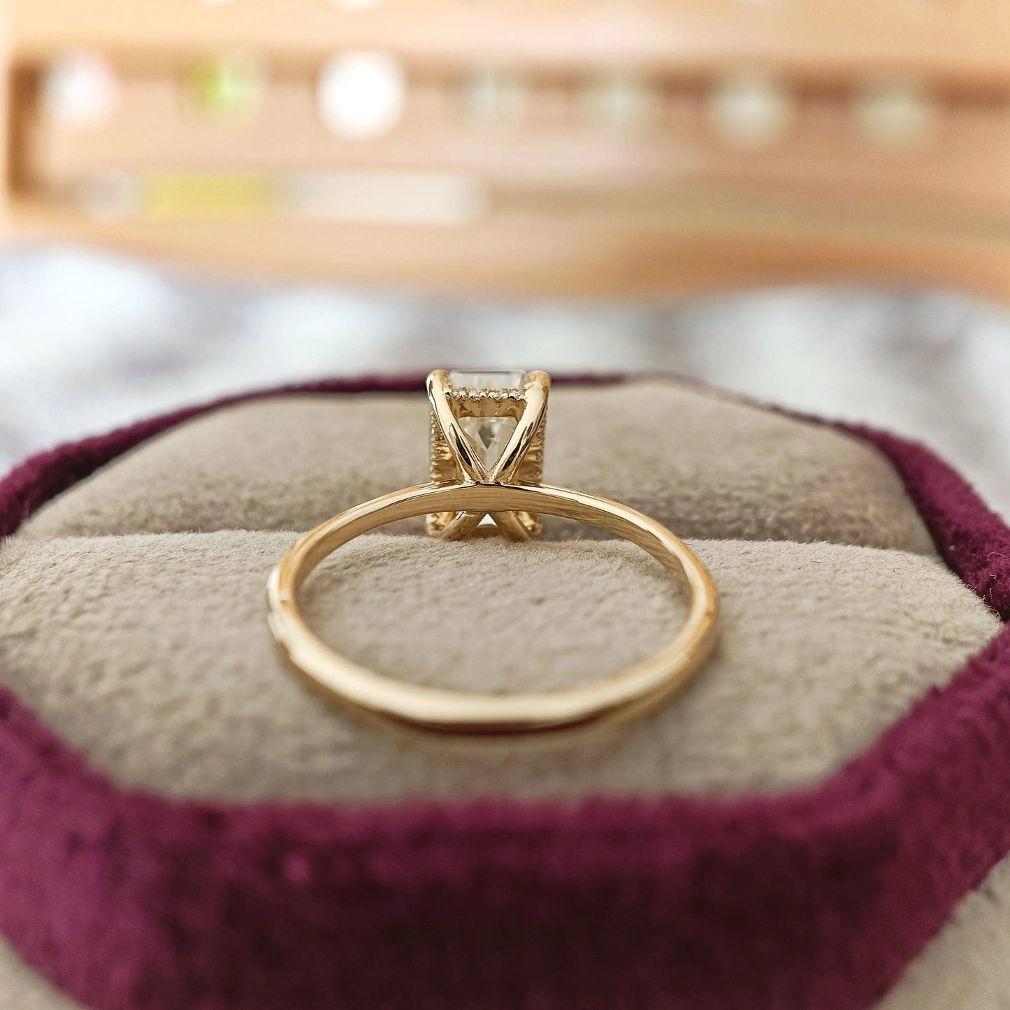 1CT Emerald Cut Double Halo Lab-Grown Diamond Engagement Ring - JBR Jeweler