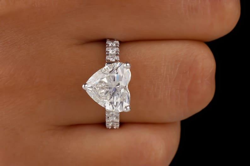 3.50CT Heart Lab-Grown Diamond Solitaire Engagement Ring - JBR Jeweler