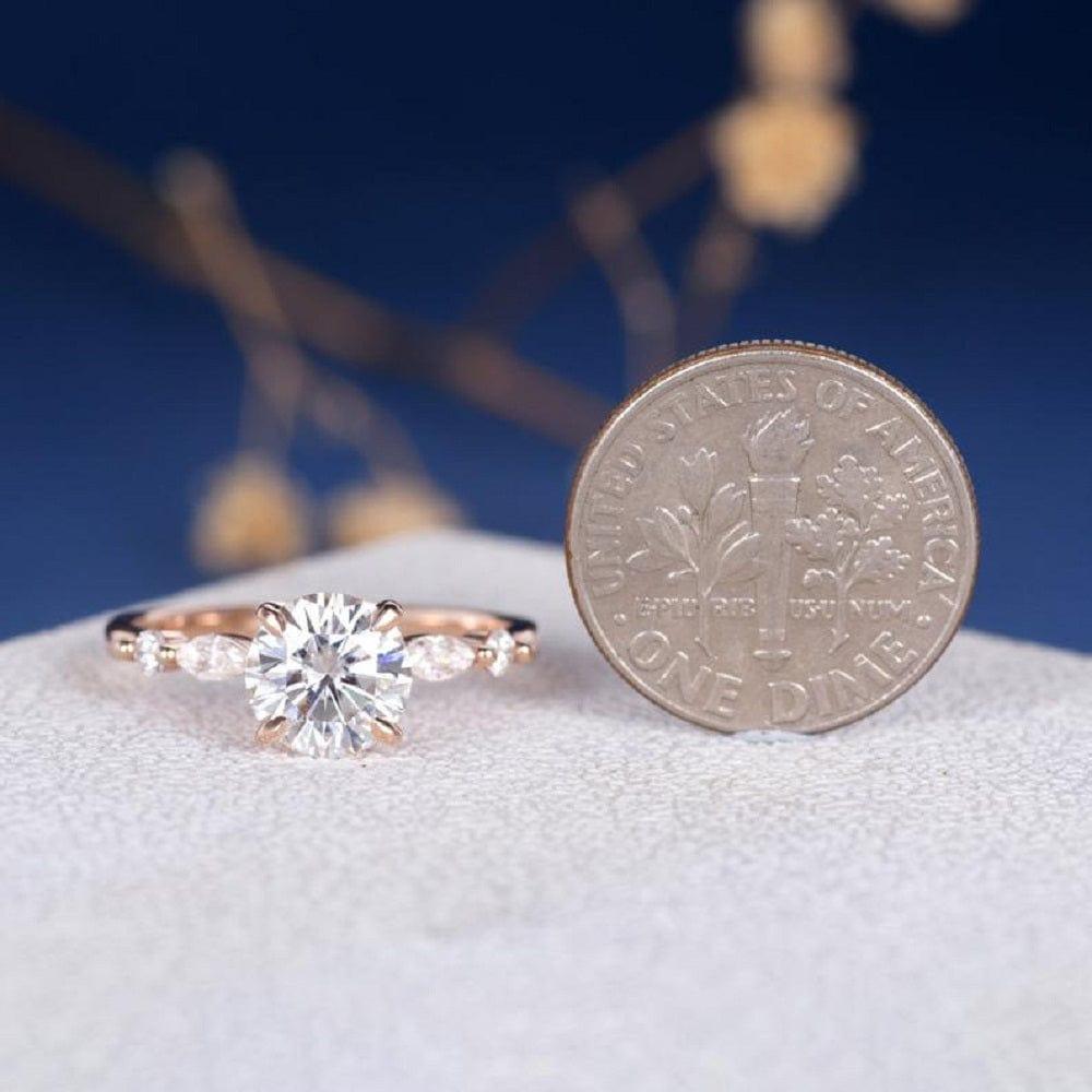 7 MM Round Cut Bridal Antique Promise Marquise Band Moissanite Engagement Ring - JBR Jeweler