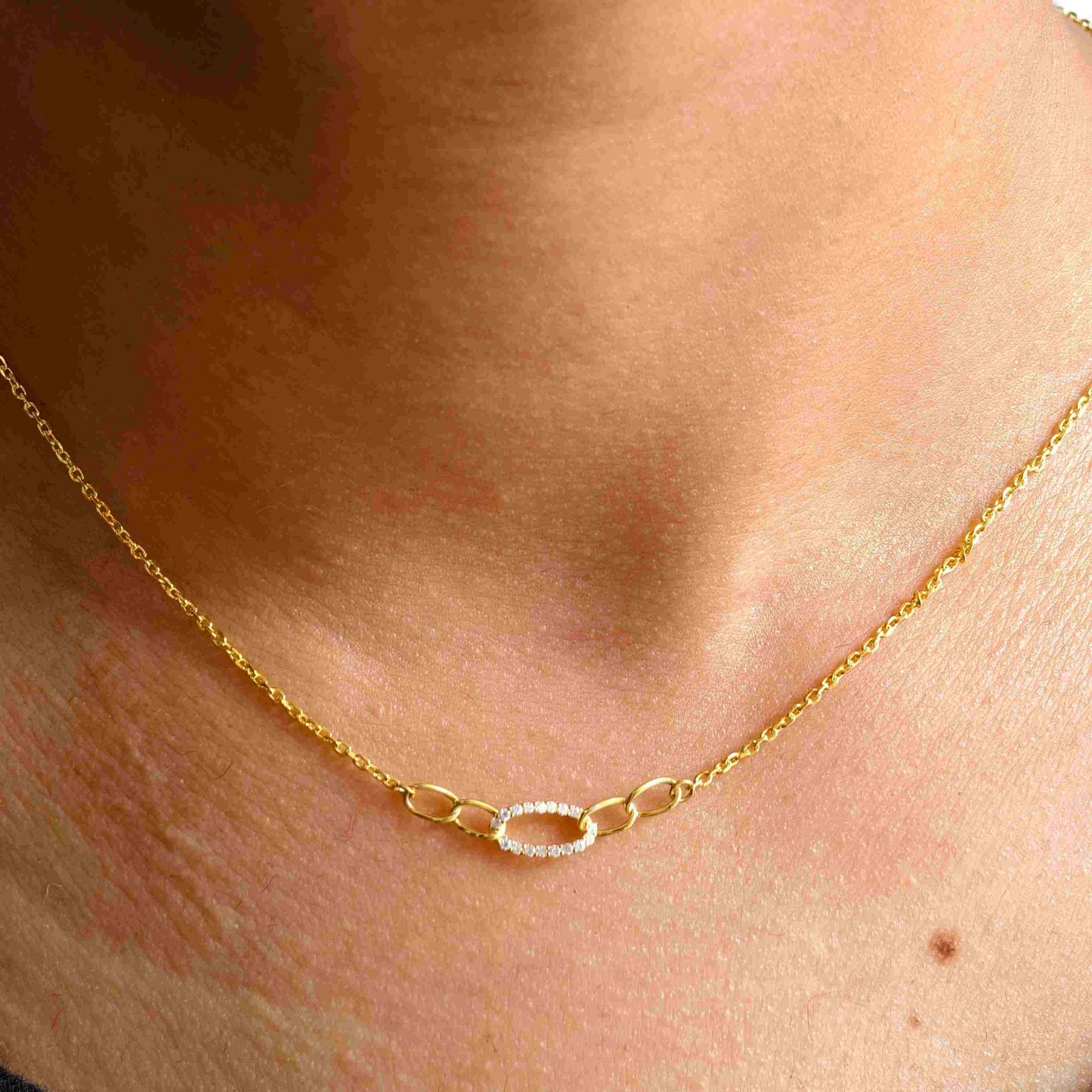 Curb Moissanite Diamond Pave Set Link Unique Necklace for Women