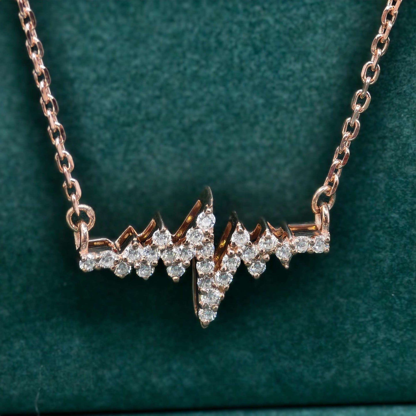 Heartbeat Moissanite Diamond Pendant 14K Solid Gold Heartbeat Love Gold Necklace