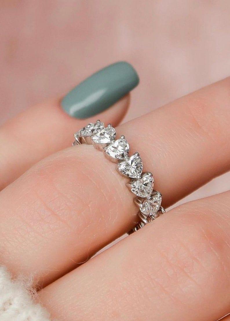 Heart Cut Lab-Grown Diamond Full Eternity Wedding Band - JBR Jeweler
