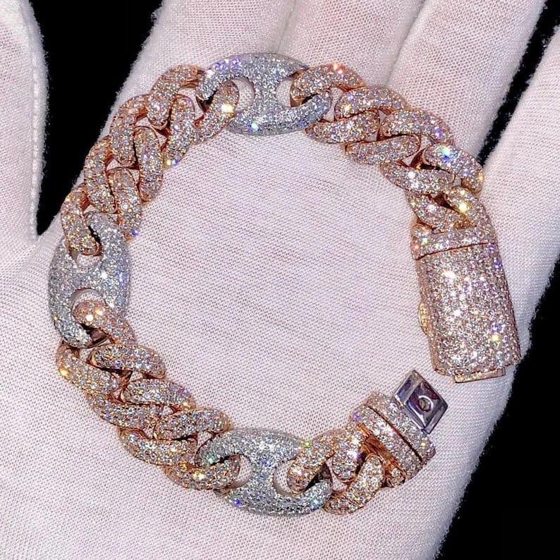 Iced Out Cuban VVS Moissanite Diamond Hip Hop Miami Cuban Men's