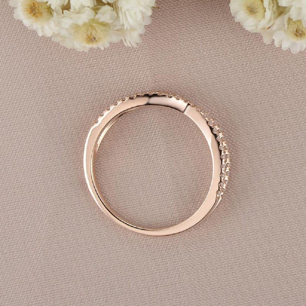 Infinity Rose Gold Ring Half Eternity Minimalist Wedding Bands Matching Band Moissanite Ring - JBR Jeweler
