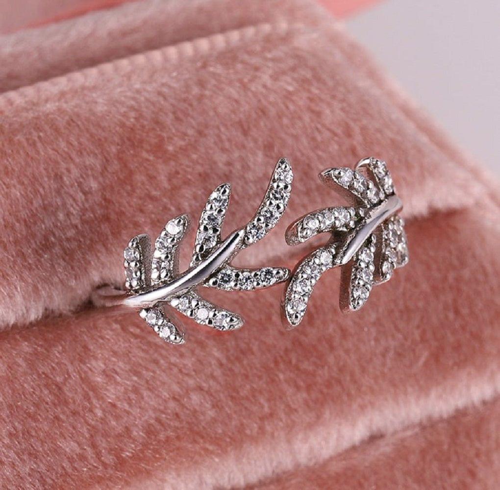 Leaf And Vine Wedding Twisted Vine Garden Style Foliage Leaf Shaped Olive Gold Ring - JBR Jeweler