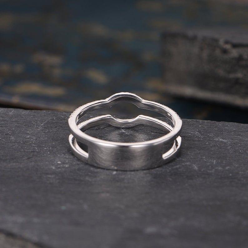 White Gold Cage Half Eternity Stacking Matching Women Bridal Moissanite Wedding Band - JBR Jeweler