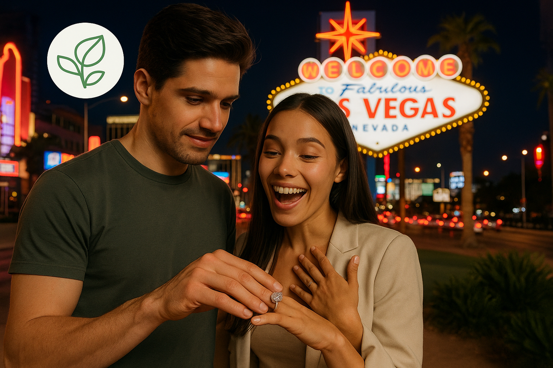 Happy Couple with lab Diamond Ring