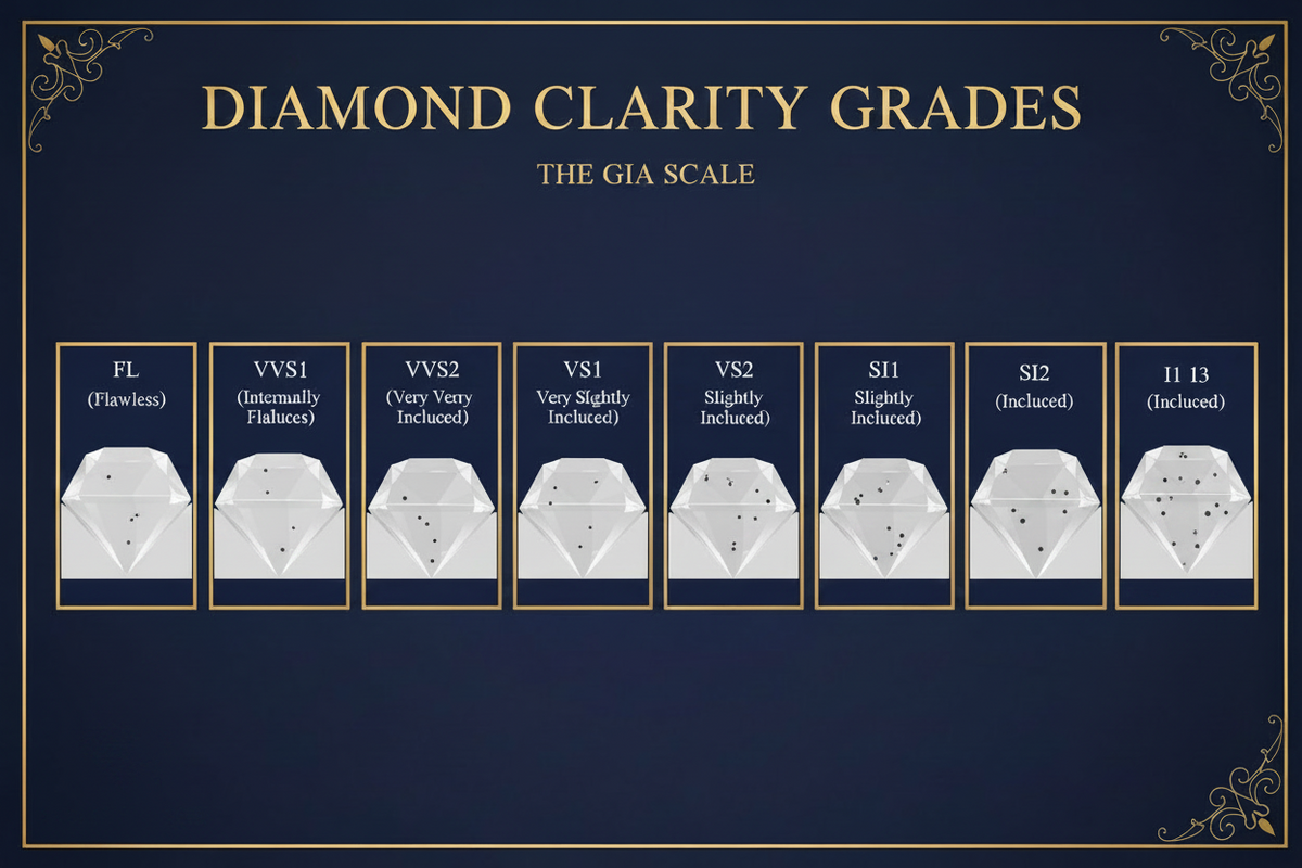 Diamond Clarity Examples Diamond Clarity Chart Explained: Complete Grading Scale (FL to I3 ...