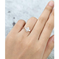 0.50CT Oval Cut Rose Gold Unique Pear Moonstone Cluster Halo Moissanite Engagement Ring - JBR Jeweler