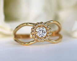 0.50Ct Round Cut Open Shank Yellow Gold Moissanite Diamond Engagement Ring - JBR Jeweler