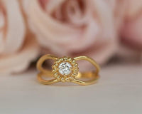 0.50Ct Round Cut Open Shank Yellow Gold Moissanite Diamond Engagement Ring - JBR Jeweler