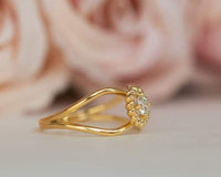 0.50Ct Round Cut Open Shank Yellow Gold Moissanite Diamond Engagement Ring - JBR Jeweler