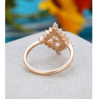 0.70CT Round Cut Rose Gold Cluster Antique Floral Wedding Moissanite Engagement Ring - JBR Jeweler