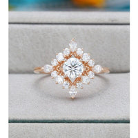 0.70CT Round Cut Rose Gold Cluster Antique Floral Wedding Moissanite Engagement Ring - JBR Jeweler