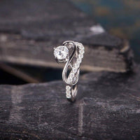 0.70CT Round Cut White Gold Swirl Wave Infinity Moissanite Engagement Promise Ring - JBR Jeweler