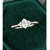 0.75 CT Oval Diamond Cluster Rose Gold Moissanite Engagement Ring - JBR Jeweler