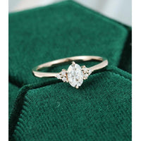 0.75 CT Oval Diamond Cluster Rose Gold Moissanite Engagement Ring - JBR Jeweler