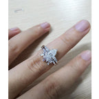 0.75 Pear Shaped White Gold Diamond Baguette Moissanite Engagement Ring Set - JBR Jeweler