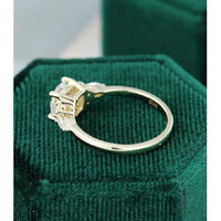 1.0 CT Cushion Cut Gold Unique Cluster Moissanite Engagement Ring - JBR Jeweler