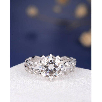 1.00 CT Art Deco Bridal Set Antique Diamond Moissanite Engagement Ring Wedding Band - JBR Jeweler