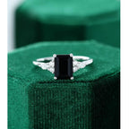 2.00 Emerald Cut Black Moissanite Yellow Gold Women Engagement Ring - JBR Jeweler