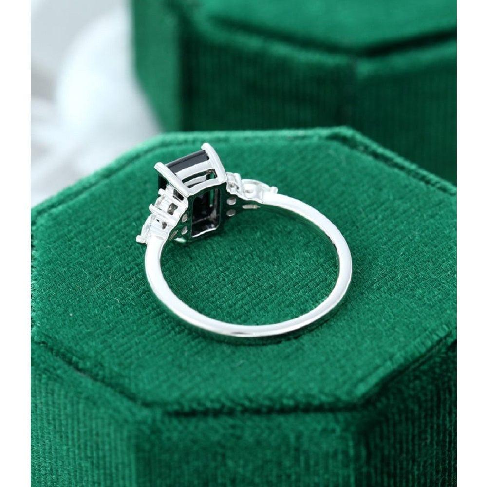 2.00 Emerald Cut Black Moissanite Yellow Gold Women Engagement Ring - JBR Jeweler