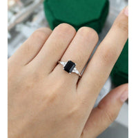 2.00 Emerald Cut Black Moissanite Yellow Gold Women Engagement Ring