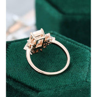 1.00 CT Emerald Cut Unique Rose Gold Marquise Cut Moissanite Engagement Ring - JBR Jeweler