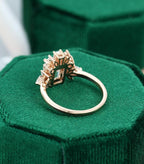 1.00 CT Emerald Cut Unique Rose Gold Marquise Cut Moissanite Engagement Ring - JBR Jeweler