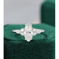 1.00 CT Marquise Cut Yellow Gold Unique Cluster Moissanite Engagement Ring - JBR Jeweler