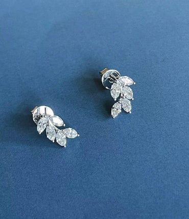 1.00 TCW Marquise Cut Leaf Design Moissanite Stud Earring - JBR Jeweler