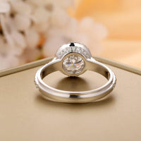 1.00CT Brilliant Round Cut White Gold Halo Moissanite Wedding Engagement Ring - JBR Jeweler