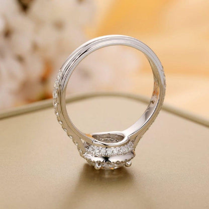 1.00CT Brilliant Round Cut White Gold Halo Moissanite Wedding Engagement Ring - JBR Jeweler