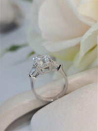 1.00Ct Elongated Cushion Lab Grown Diamond Side Trillion Engagement Ring - JBR Jeweler