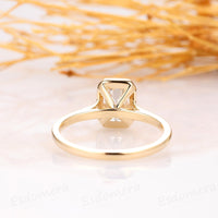 1.00CT Emerald Cut Bezel Set White Moissanite 14K Yellow Gold Engagement Promise Ring - JBR Jeweler