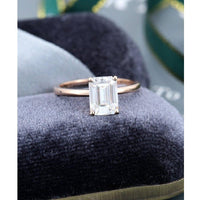 1.00CT Emerald Cut Set Simple Rose Gold Unique Full Eternity Moissanite Engagement Ring - JBR Jeweler