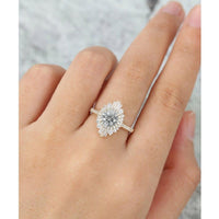 1.00CT Gray Moissanite Halo Set Engagement Ring Art Deco Bridal Gifts For Women - JBR Jeweler