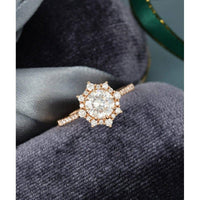 1.00CT Halo Unique Art Deco Half Eternity Anniversary Moissanite Engagement Ring - JBR Jeweler