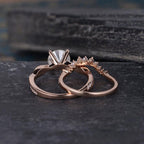 1.00CT Infinity Solitaire Set Pearl Rose Gold Twist Half Eternity Moissanite Engagement Ring - JBR Jeweler