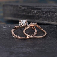 1.00CT Infinity Solitaire Set Pearl Rose Gold Twist Half Eternity Moissanite Engagement Ring - JBR Jeweler