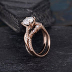 1.00CT Infinity Solitaire Set Pearl Rose Gold Twist Half Eternity Moissanite Engagement Ring - JBR Jeweler