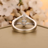 1.00CT Marquise Cut White Gold Bypass Style Moissanite Engagement Promise Ring - JBR Jeweler