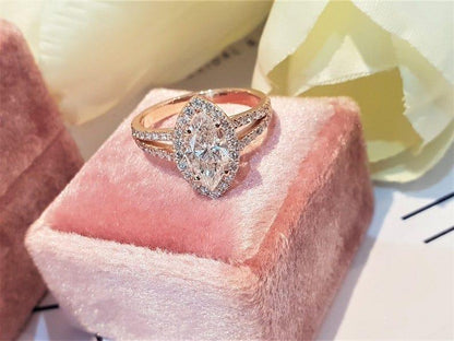 1.00Ct Marquise Lab Grown-CVD Diamond Split Shank Engagement Ring - JBR Jeweler