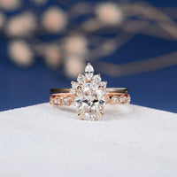 1.00CT Oval Cut Gold Art Deco Bridal Wedding Moissanite Ring - JBR Jeweler