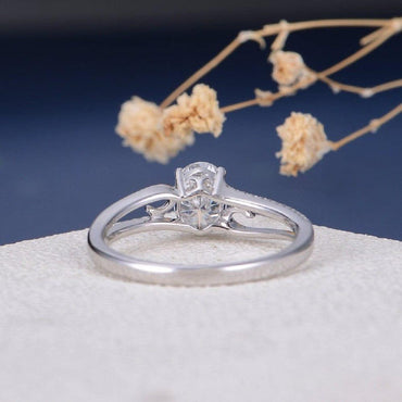 1.00CT Oval Cut Gold Twig Vine Eternity Flower Moissanite Engagement Promise Ring - JBR Jeweler